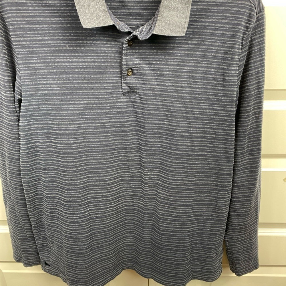 UNTUCKit Long Sleeve Pullover Shirt Blue Striped Textured Men’s Large LG - Picture 4 of 5